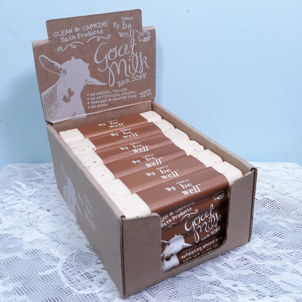 6 Goat Milk Bar Soap Simply Be Well Exfoliating Almond Clean and Caprine - Picture 1 of 7